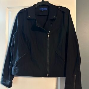 Black Biker Style Zip-Up Jacket